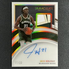 2021-22 Panini Immaculate Jrue Holiday Auto Patch Gold 07/10 Bucks#Z
