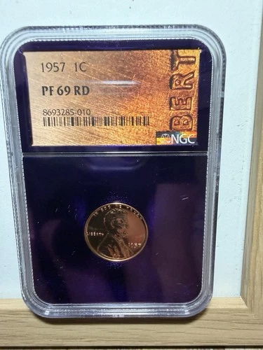 1957 Lincoln Cent NGC PF69 RD BERT Label Proof Red Penny Gem
