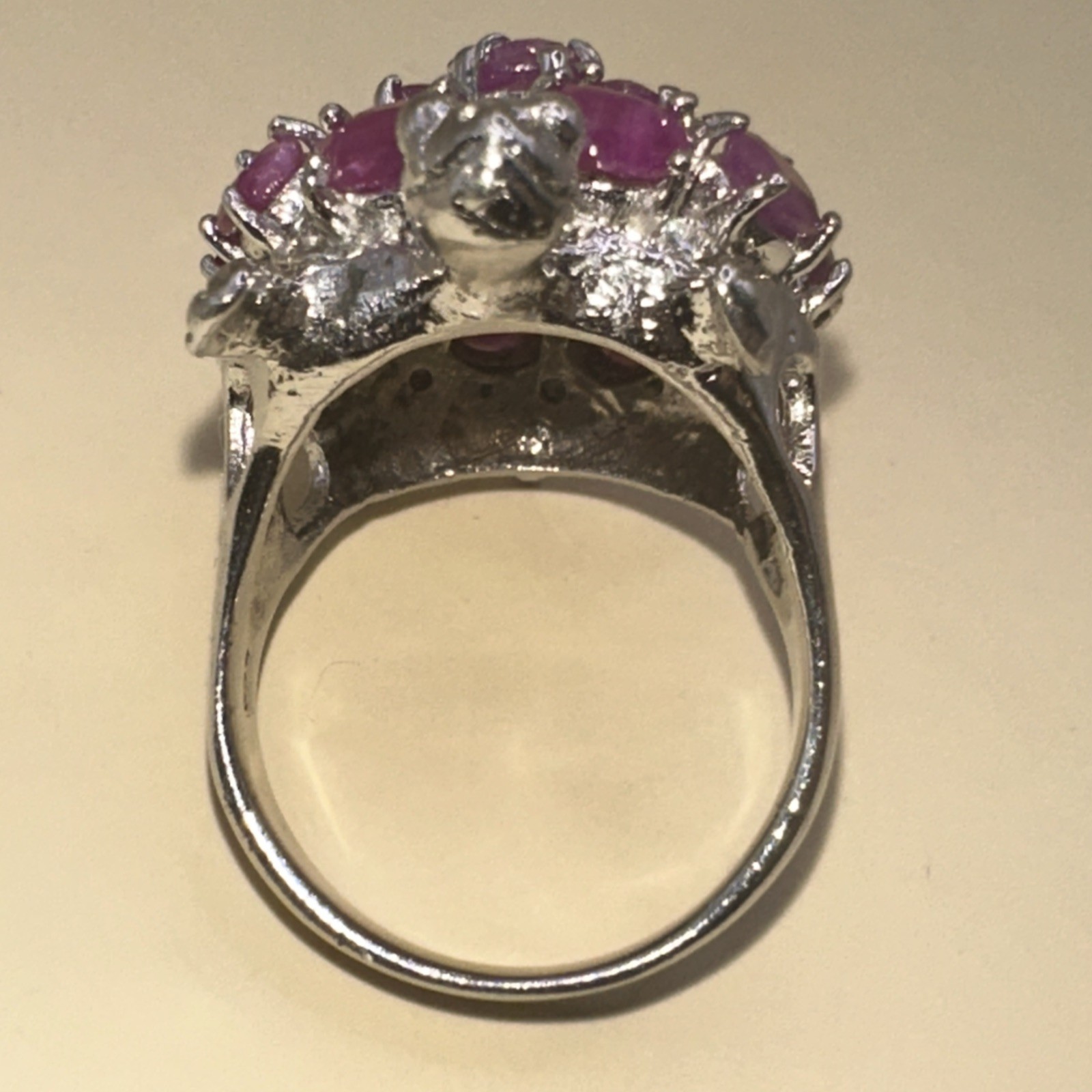 Indian Ruby Set Turtle Design Cluster Sterling St… - image 6