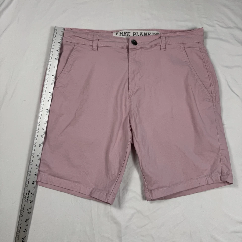Free Planet Mens Stretch Chino Shorts Sz 32 Pink Flat Front Casual Cotton Blend - Image 4 of 4