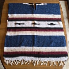 2002 Del Mex Mexican Serape Blanket Poncho Made in Mexico One Size Fits All