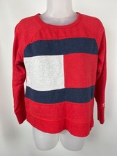 Tommy Hilfiger Sport Sweatshirt Womens Small Red Colorblock Crewneck Pullover
