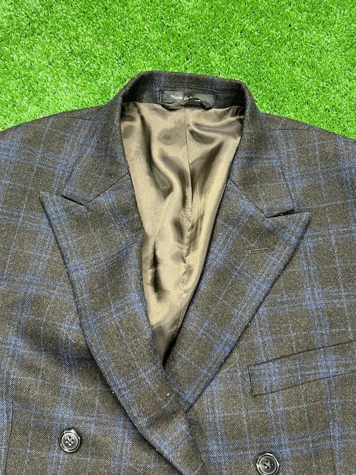 Lauren Ralph Lauren Blazer мужской 42S серый синий клетчатый двубортный шерстяной чек - Изображение 2 из 4