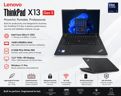 Lenovo ThinkPad X13 Gen 5 13.3'' FHD+ Ultra 5 125U 16GB RAM 512GB SSD Win11 Pro
