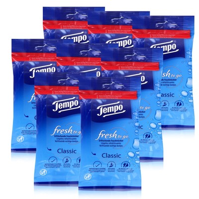 Tempo fresh to go Classic 10 erfrischende Feuchttücher (8er Pack)
