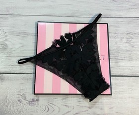 Victoria's Secret LUXE Unlined Appliqu&eacute; Embroidered Demi Brazilian Bra Set Black