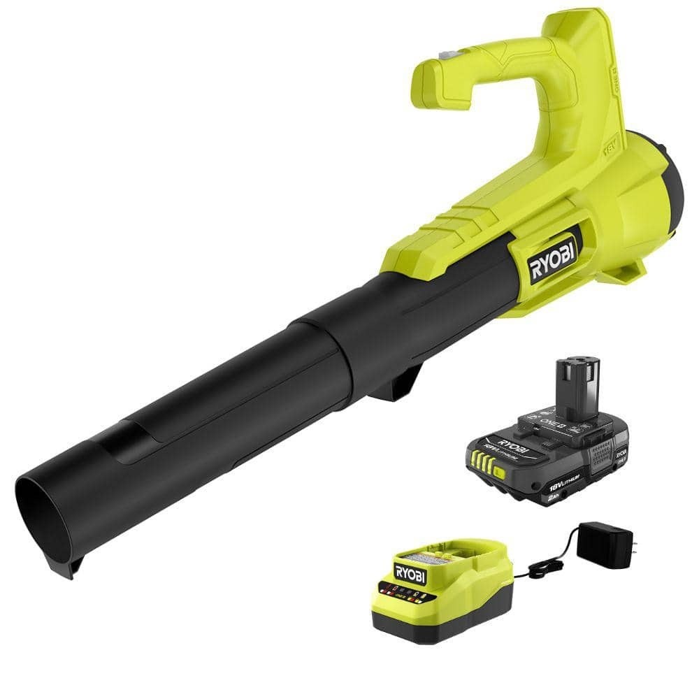 Ryobi ONE+ 18V 90MPH 250CFM Leaf Blower/Sweeper w/2.0Ah Battery & Charger