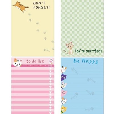  Cat Memo Pads 4 Pack Funny Animal Notepads Gift Set for Office Coworkers 