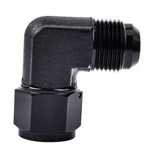 Female to Male Flare Swivel Fitting Adapter Aluminum Black 12AN 90 Degree