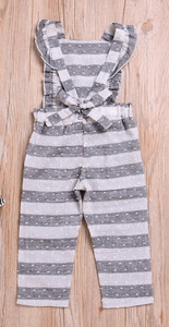 NEW Girls Gray Striped Ruffle Romper Overalls Size 5T
