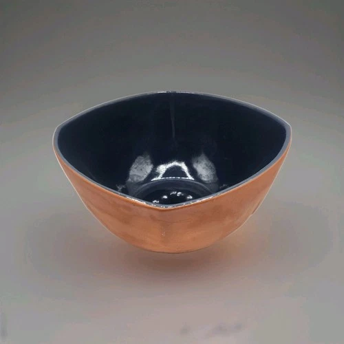 Frankoma 5N Scalloped Terracotta - Blue Lg Serving Bowl 10.25" X 5.5" 1936-1954