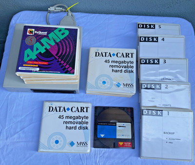 MASS MICROSYSTEMS Removable Disk Hard Drive and 13 Disks
