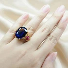 Luxurious Royal Blue Tanzanite Oval 23.60Ct 925 Sterling Silver 24K Gold Rings
