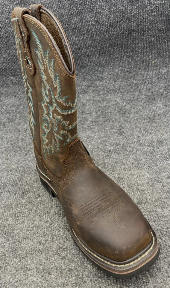 Botas de trabalho femininas Brazos 8B biqueira de aço ocidental resistente ao deslizamento de óleo ASTM F2413 - Imagem 4 de 4