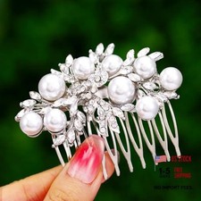 Crystal Wedding Hair Comb Pearl Bride Headpiece Silver Rhinestone Hair Piece