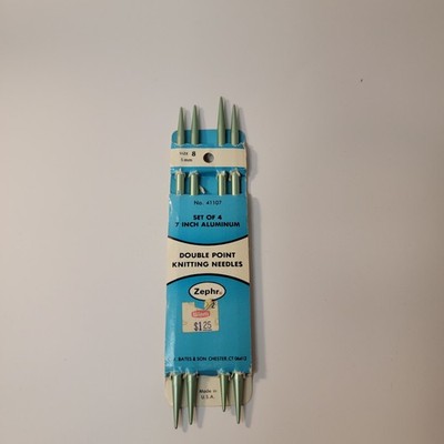 Vintage CJ Bates Zephr Double Point Knitting Needles Size 8 5mm Set of 4 NOS