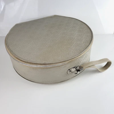 Valisette de Transport Ronde Vintage Zippée Mallette Début des Années 1970s Rare - Photo 1/4