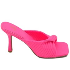 SANDALO SABOT MULES TACCO FUCSIA A PUNTA QUADRATA CON NODO PLISSETTATO TACCO SOT