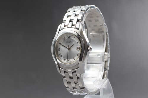 Vintage Gucci 5500L Silver Dial Date Roman Quartz 27mm Women's Watch Swiss Made - Picture 3 of 10