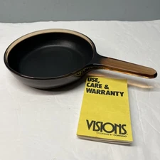 Corning Vision Ware  7" Amber Glass Teflon Coated Skillet Frying Pan No Lid NEW