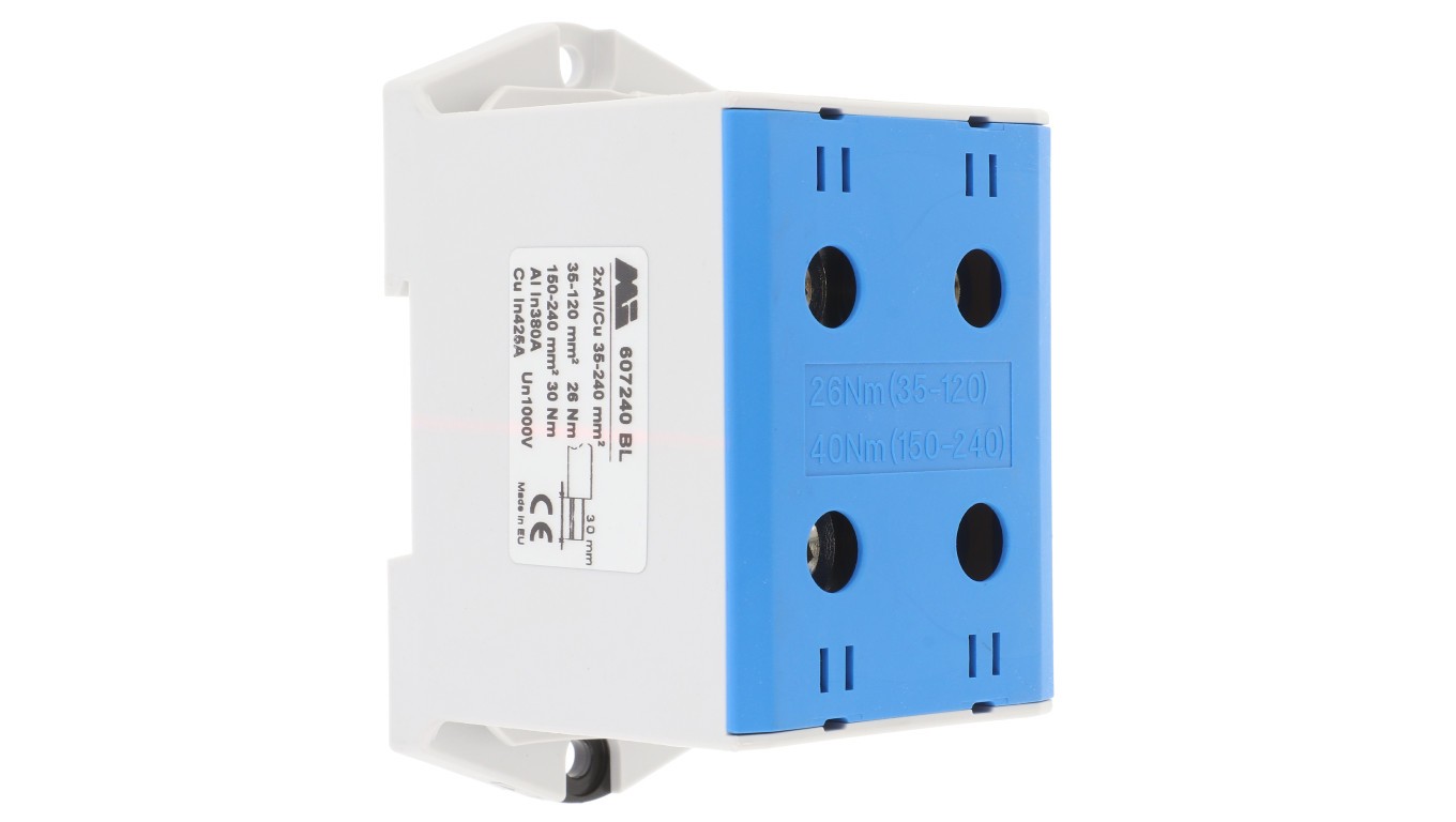 Rail Connector 2 Track 35-240mm² Blue EURO 607240BL