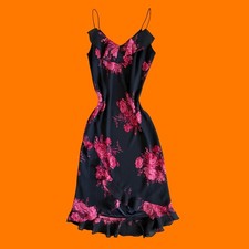 90's 00's vintage floral rose chiffon y2k asymmetrical dress Size 5/6 express
