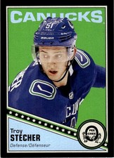 2019-20 O-Pee-Chee Retro Black Border Troy Stecher 063/100 Vancouver Canucks