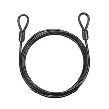 3/16" Dia 5.9ft Security Cable Lock Vinyl Coated Steel with Loops Black