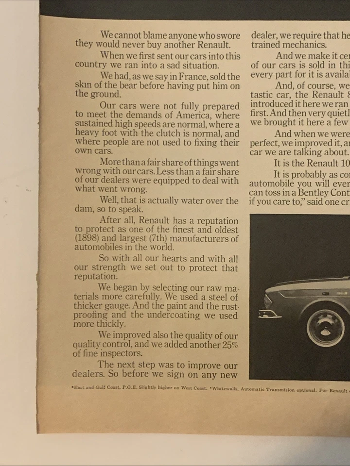 1967 Renault 10 ANÚNCIO IMPRESSO Para Quem Jurou Nunca Compraria Outro Antigo Anos 1960 - Imagem 4 de 4