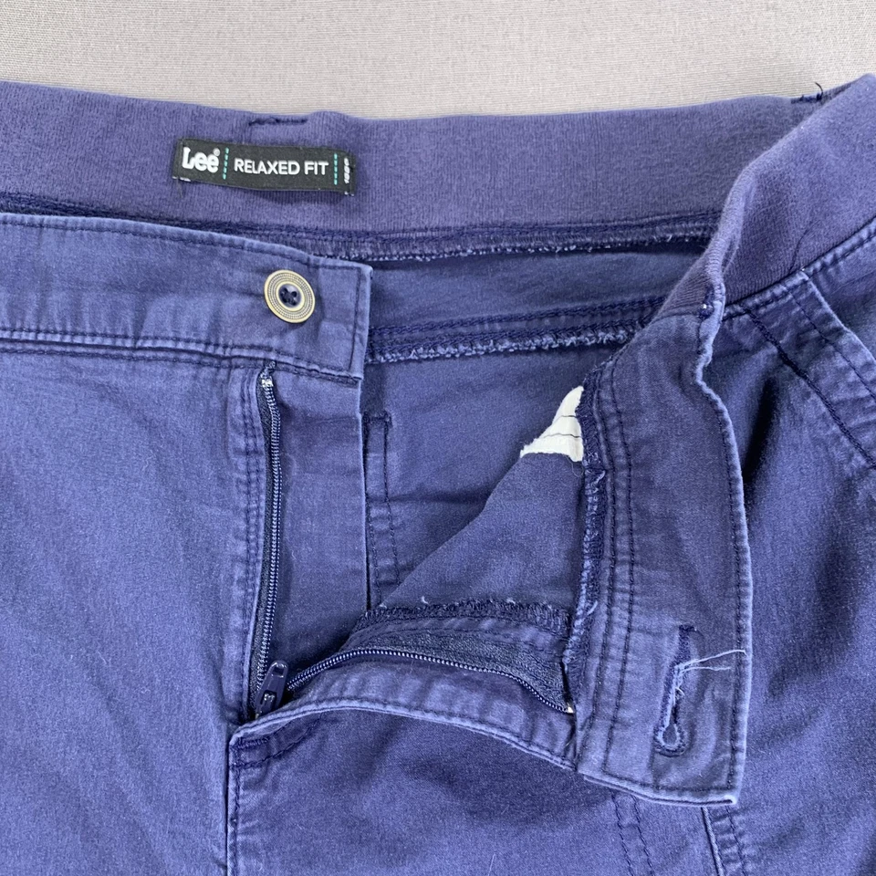 Pantalones Cortos Carga Lee Calce Relajado Utilidad Para Mujer 16W Azul Marino Tejido Cintura Elástico Foto 4 de 4
