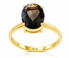 GENUINE 3.36 Cts SMOKY TOPAZ SOLITAIRE RING 10k YELLOW GOLD - Free Appraisal-NWT — photo 4
