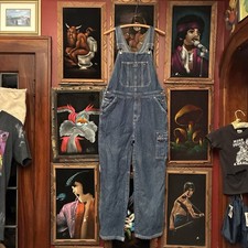 Vintage Tommy Hilfiger 90s Overalls Cargo Pocket Dark Wash Denim Men  s Sz Large