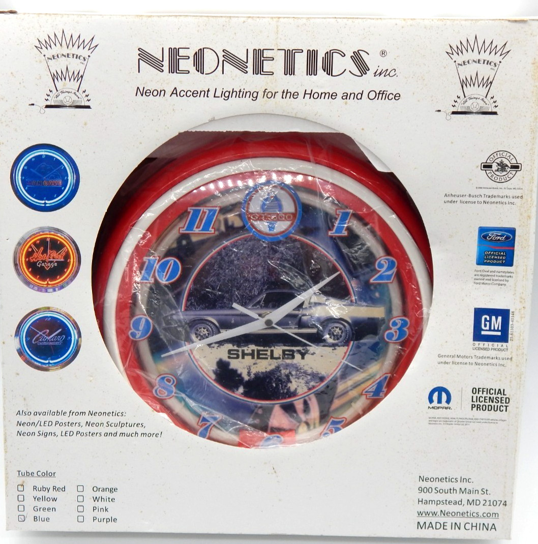 Neonetics SHELBY GT 500 Cobra Wall Light Up Neon 12" Clock W
