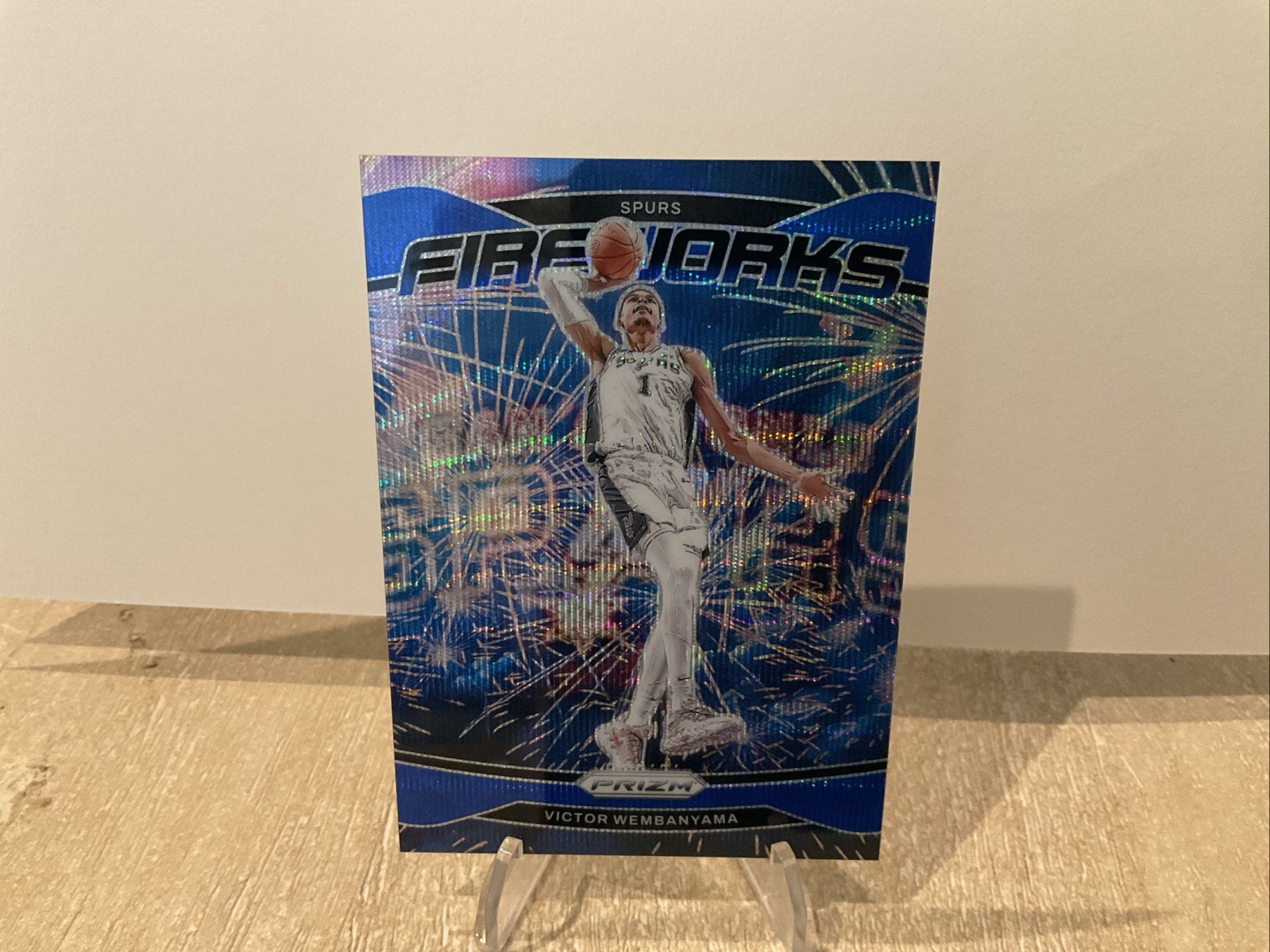 Victor Wembanyama 2024-25 Panini Prizm Fireworks #2 Blue Wave /175