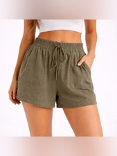 Classic Olive Drawstring Women  s Shorts