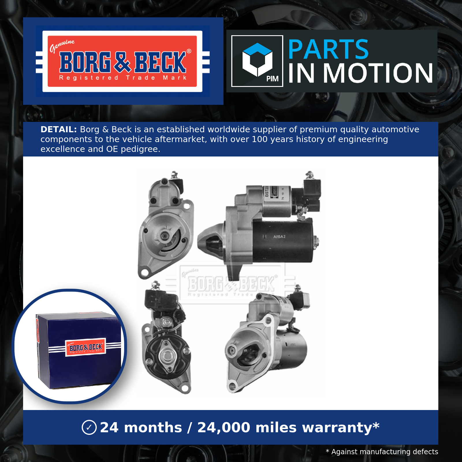 Starter Motor BST2309 Borg & Beck 281000N010 Genuine Top Quality Guaranteed New