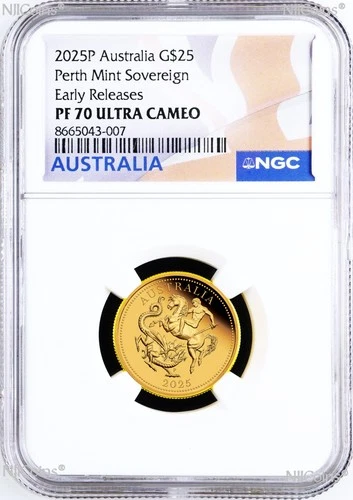 2025 Australia Sovereign 1/4oz GOLD $25 coin NGC PF70 ER w/ OGP King Charles III