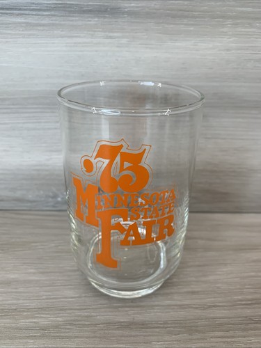 Vintage 1975 Minnesota State Fair Drinking Glass Small 12oz Orange Print EUC