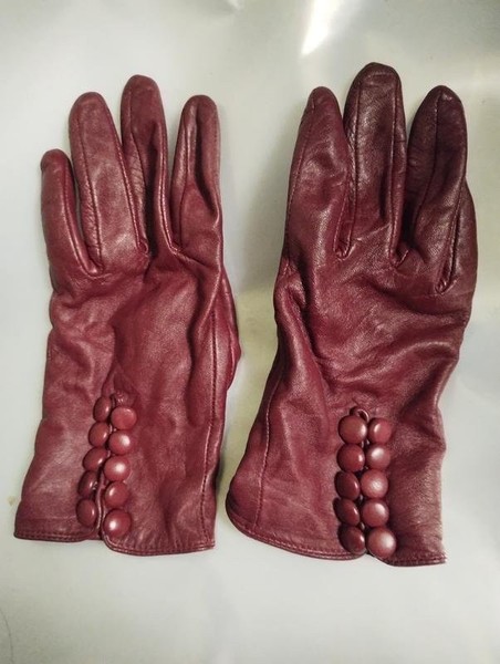 Women Jigsaw Gloves Burgundy Leather L