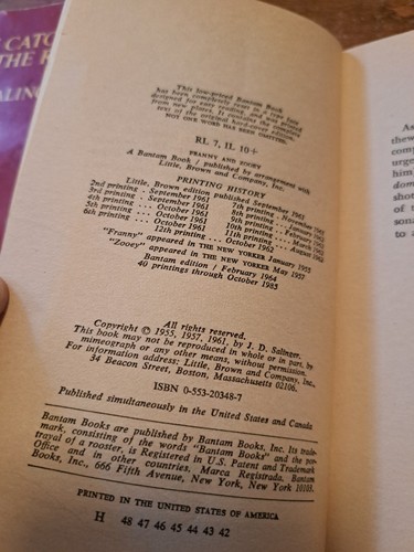 lot 2 J D Salinger books vintage paperback Catcher in the Rye Franny and Zooey - 第 4/7 張圖片