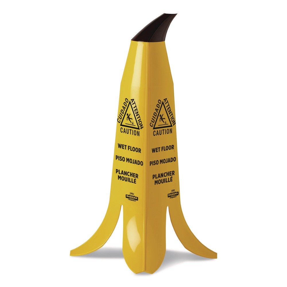 Impact B1001 11" x 11.15" x 23.25" Banana Wet Floor Cones - Ylw/Brown/Black New