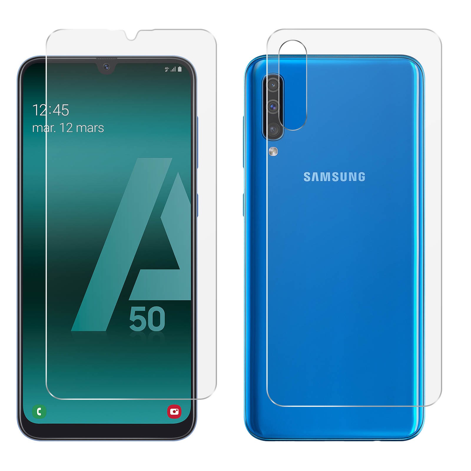 Film de protection Samsung A50 verre trempé intégral avant et arrière