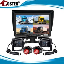 7" Quad Monitor Split Screen Reversing 2 Camera IR CCD 4PIN 2x 10m Kit Truck Van