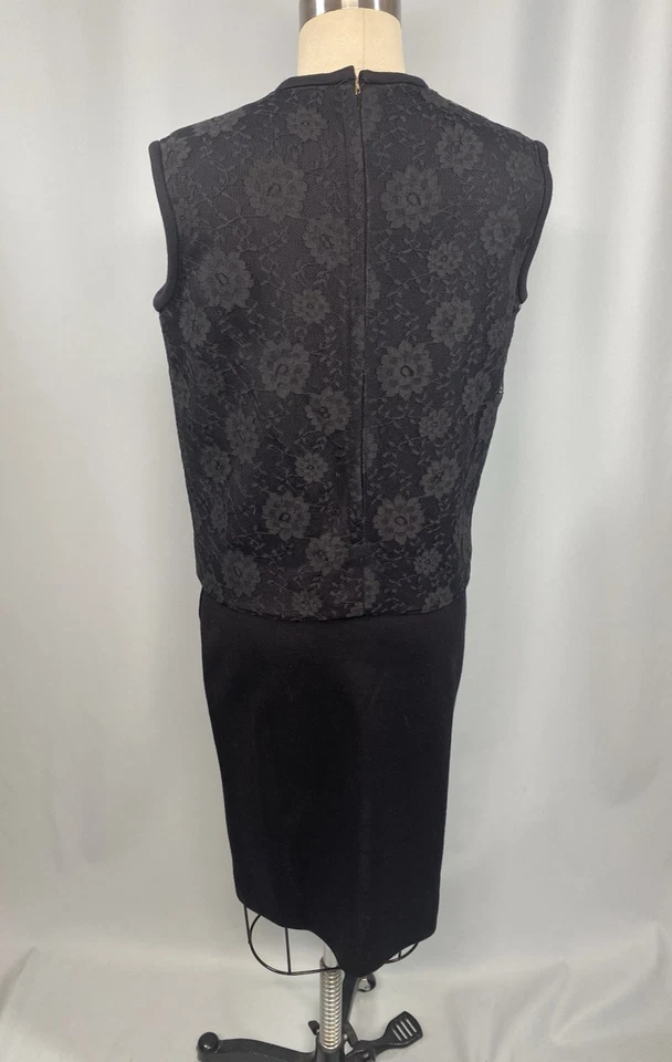 Conjunto de falda y top vintage vestido TALLA EXTRA PEQUEÑO XS lana negra años 60 encaje INGLATERRA Foto 4 de 4