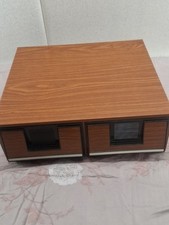 Vintage VHS Tape Holder Wood Grain 2 Drawer Cabinet Storage Case Holds 24 Tapes