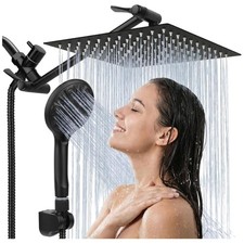 High Pressure Rainfall Shower Head Combo - Matte Black 