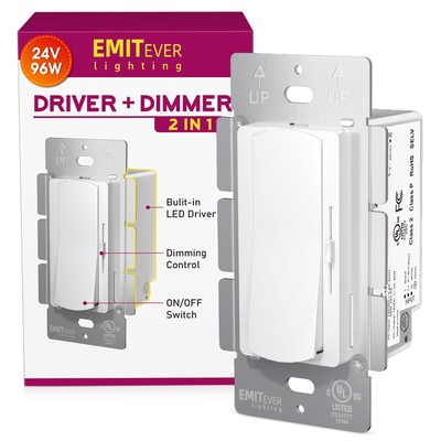 Dimmer Light Switch & 24V 96W Dimmable LED Driver 2 in 1, UL Listed Single-Po...