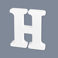 6 Inch White Unfinished Wooden Letters for Crafts, Marquee Letters, Letter H