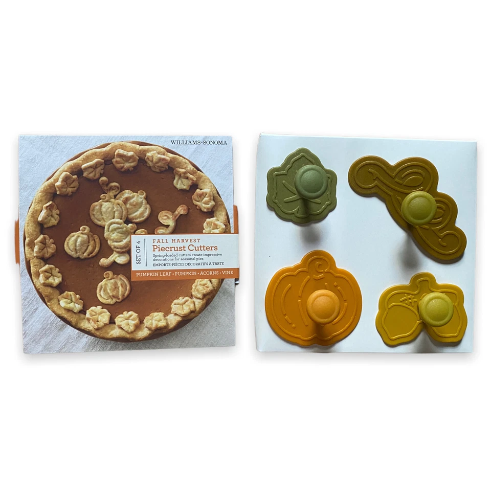 Williams Sonoma Cosecha de Otoño Juego de 4 Cortadores de Corteza de Pastel Hoja de Calabaza Bellotas Vid Foto 4 de 4