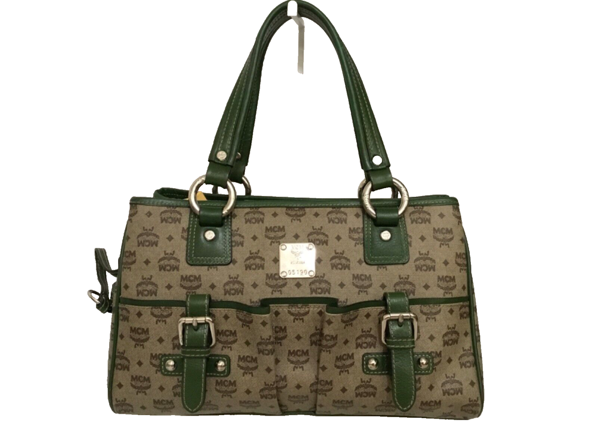 MCM PVC Leather Handbag Green/Gray | eBay